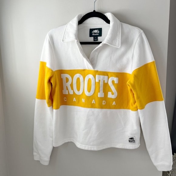 NWOT Roots Retro Field Rugby Quarter Button Up Sweater Women’s Size Small - Picture 2 of 9